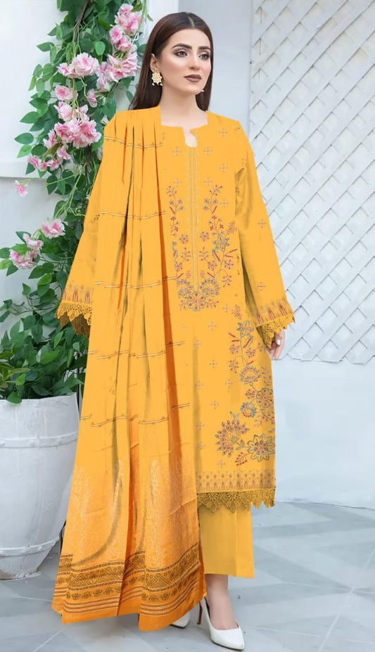 Qalamkar Embroidered Lawn Suits Unstitched 3 Piece QK-01