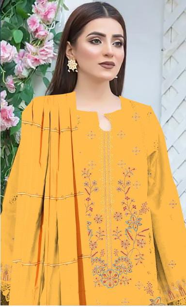 Qalamkar Embroidered Lawn Suits Unstitched 3 Piece QK-01